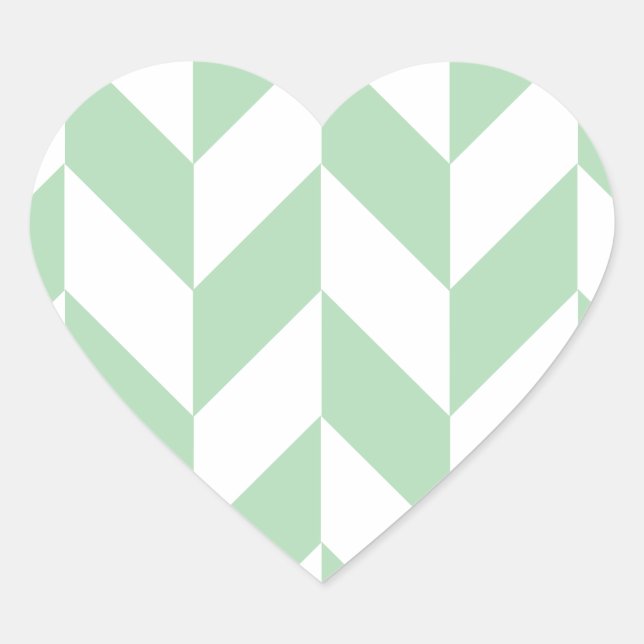 Mint Green Herringbone Heart Sticker (Front)