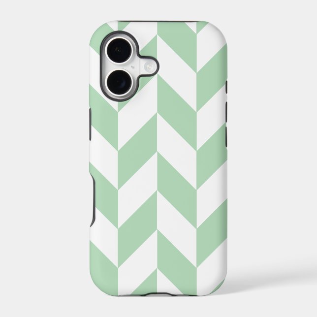 Mint Green Herringbone Iphone Case (Back)