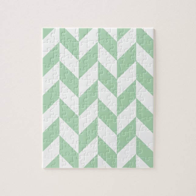 Mint Green Herringbone Jigsaw Puzzle (Vertical)
