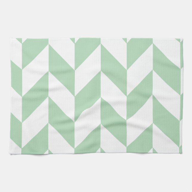 Mint Green Herringbone Kitchen Towel (Horizontal)