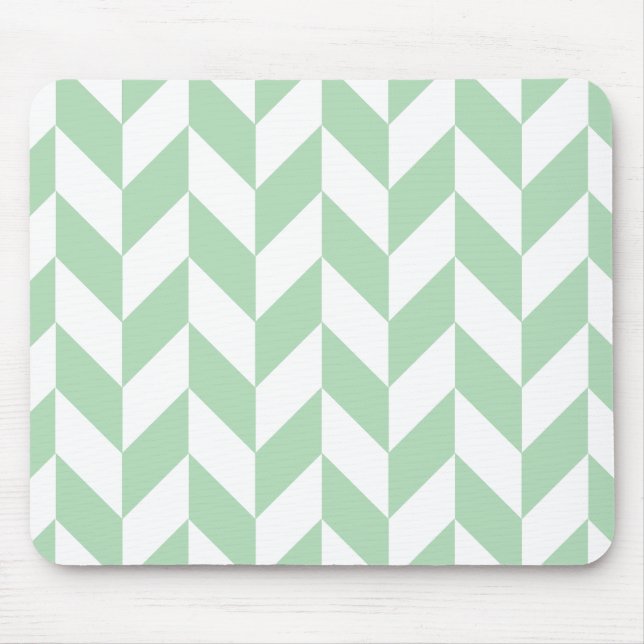 Mint Green Herringbone Mouse Pad (Front)