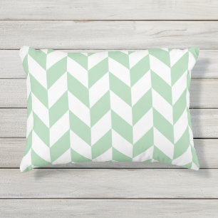 Mint Green Herringbone Outdoor Pillow
