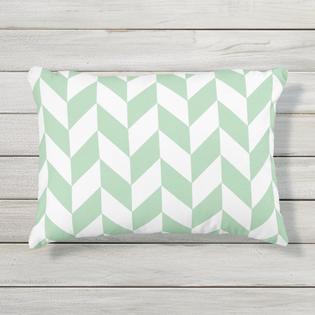 Mint Green Herringbone Outdoor Pillow (Front)