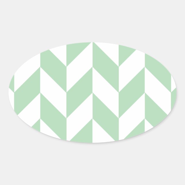 Mint Green Herringbone Oval Sticker (Front)
