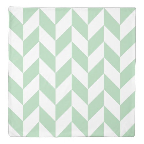 Mint Green Herringbone Pattern Duvet Cover