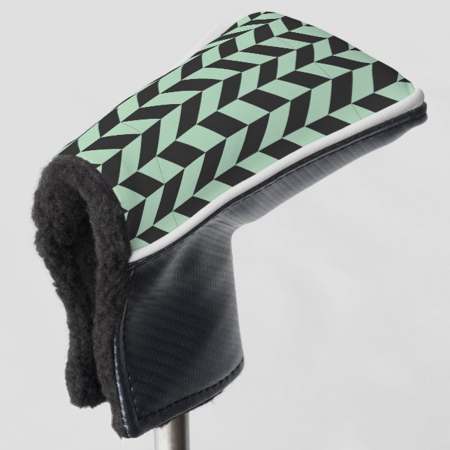 Mint Green Herringbone Pattern Golf Head Cover (3/4 Front)