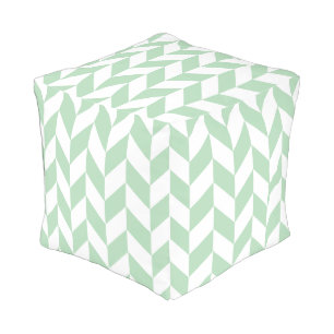 Mint Green Herringbone Pattern Outdoor Pouf