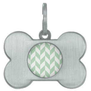 Mint Green Herringbone Pet Name Tag
