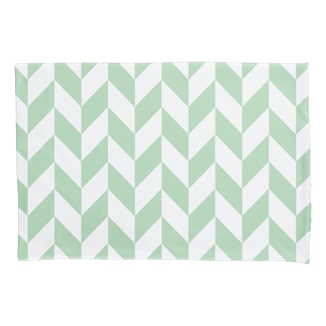Mint Green Herringbone Pillow Case (Front-Left)