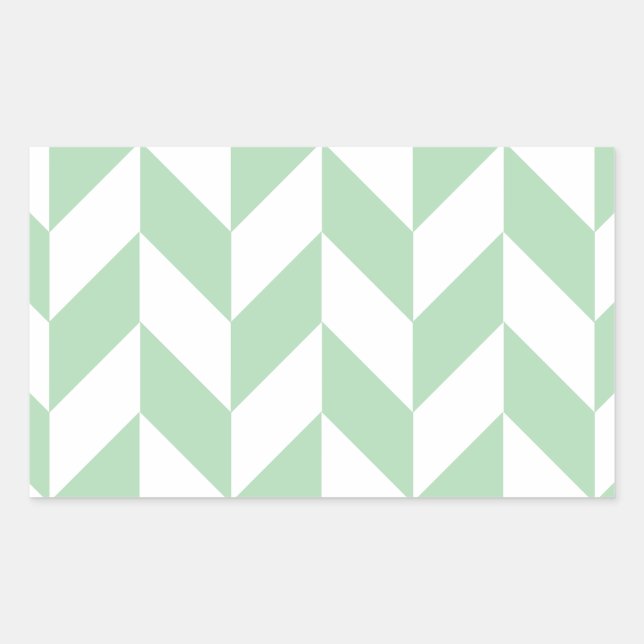 Mint Green Herringbone Rectangular Sticker (Front)