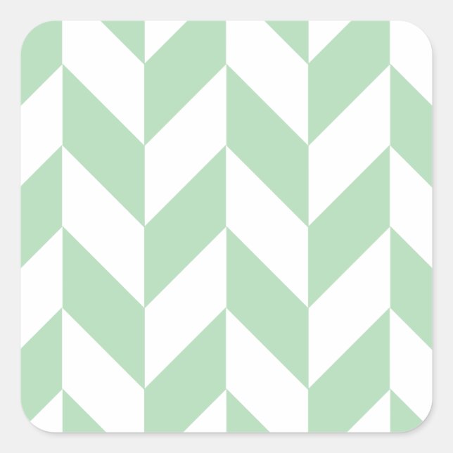 Mint Green Herringbone Square Sticker (Front)