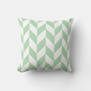 Mint Green Herringbone Throw Pillow