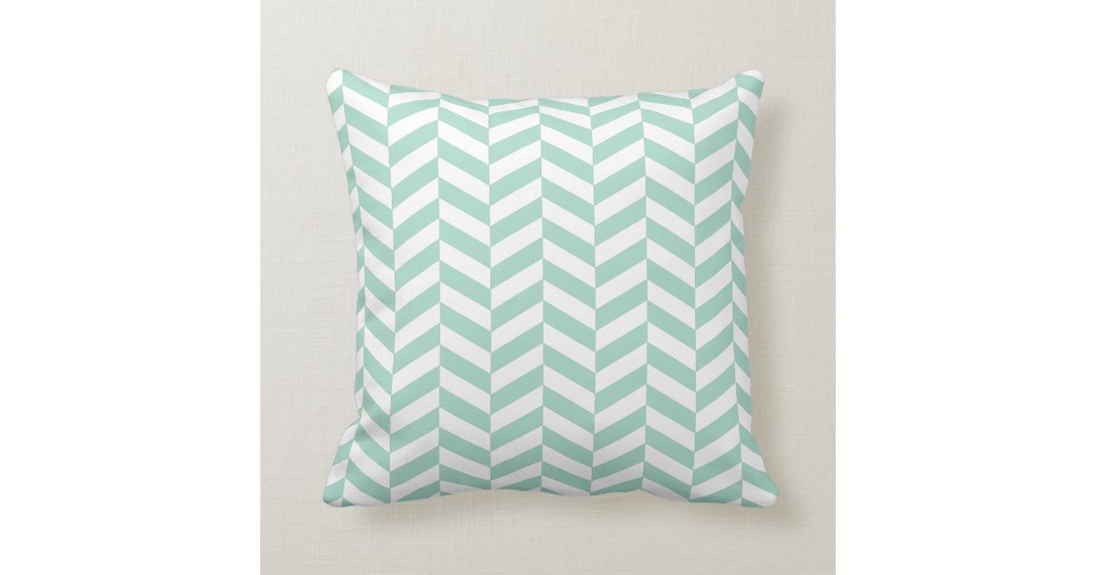 Mint green Herringbone Throw Pillow Zazzle