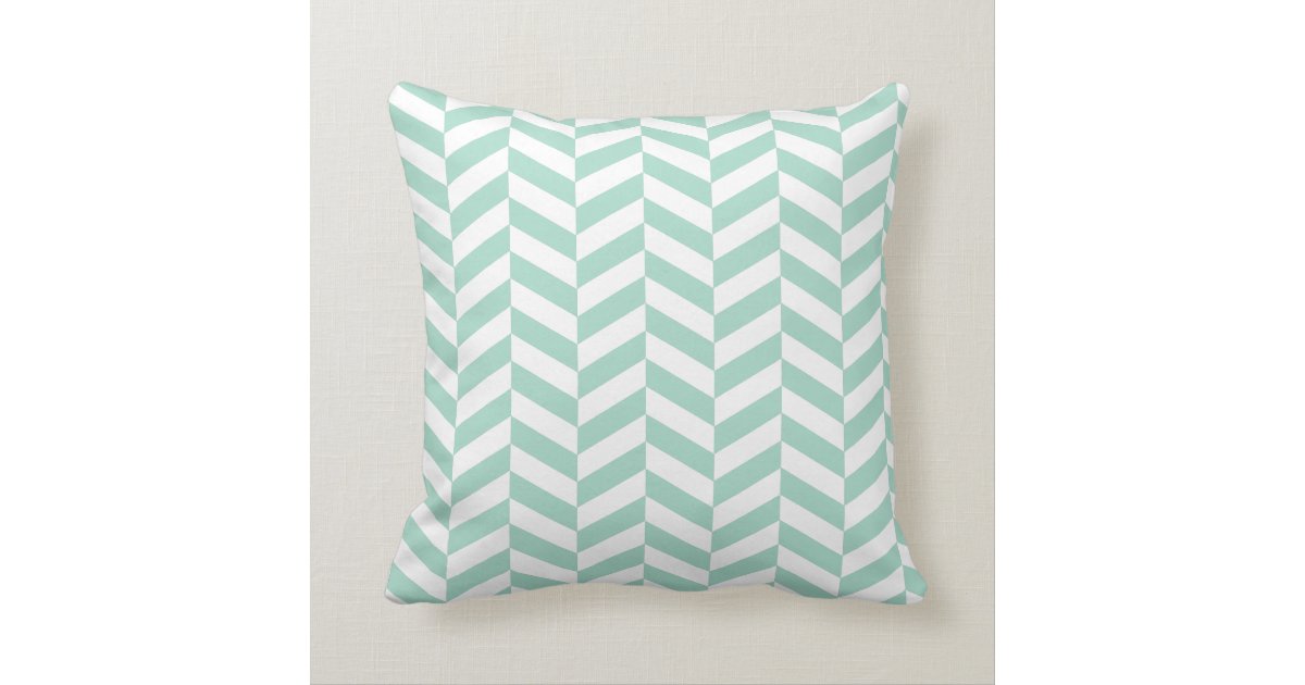 Mint green Herringbone Throw Pillow Zazzle