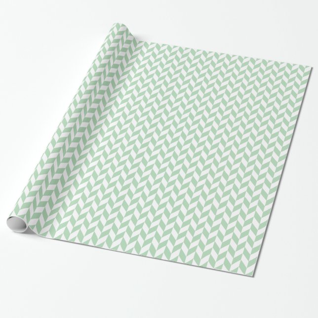 Mint Green Herringbone Wrapping Paper (Unrolled)