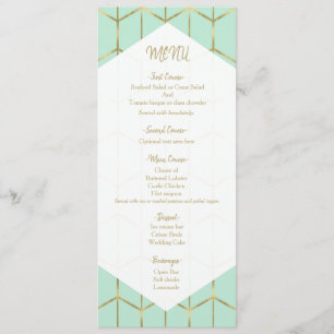 Mint Green Hexagon Gold Geometric Wedding Menu