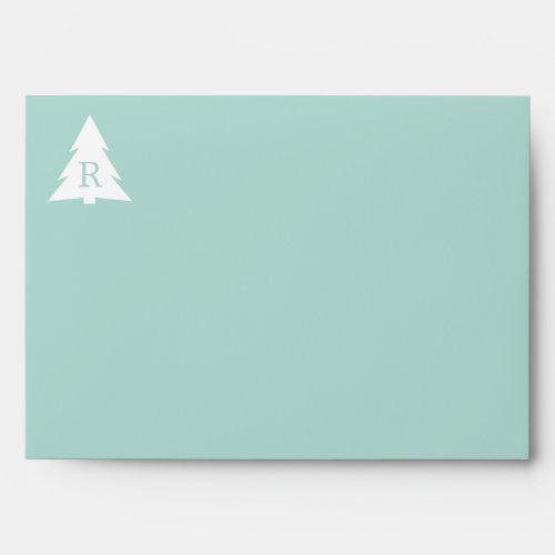 Mint Green Holiday Monogram Printed Return Address Envelope