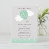Mint Green Hot Air Balloon Baby Shower Invitation (Standing Front)