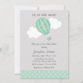 Mint Green Hot Air Balloon Baby Shower Invitation (Front)
