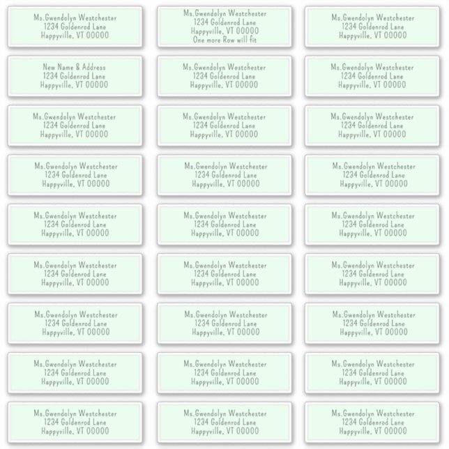 Mint Green Individual Mailing Address Labels (Front)