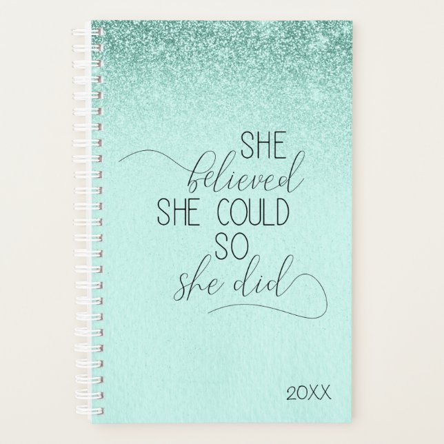 Mint Green Inspirational Woman Planner (Front)