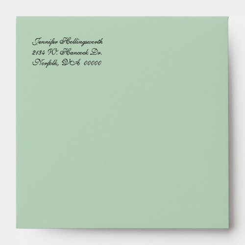 Mint Green  Ivory Damask Wedding Envelope