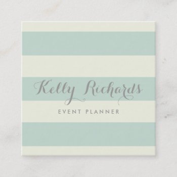 Mint Green Ivory Stripes Elegant Business Card by CoutureBusiness at Zazzle