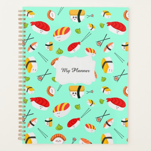  Mint Green Kawaii Sushi Friends Planner