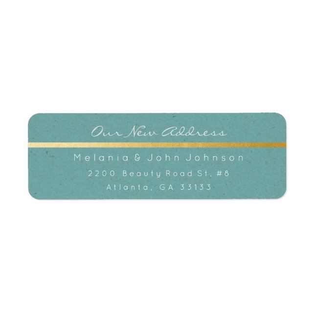 Mint Green Kraft White New Adress RSVP Label (Front)