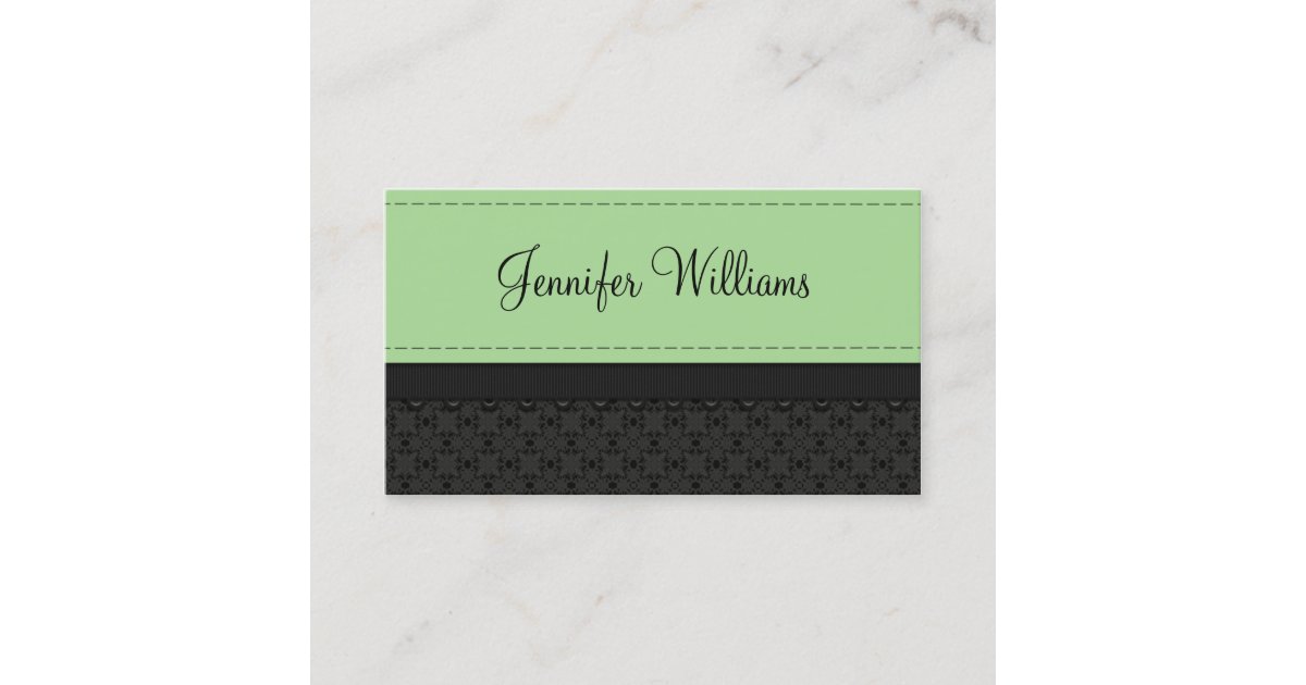 Mint Green Label Ribbon Business Cards