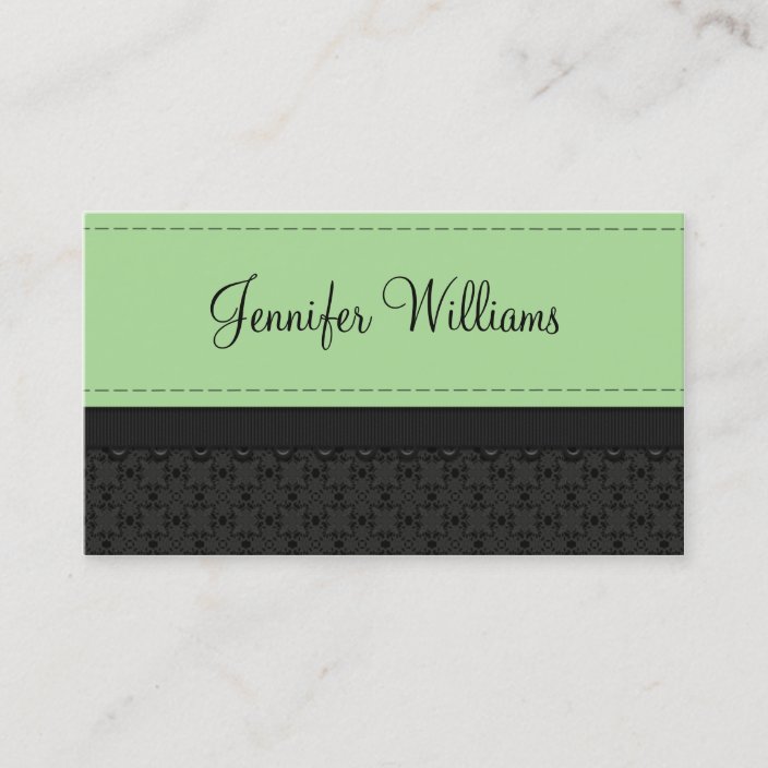 Mint Green Label Ribbon Business Cards