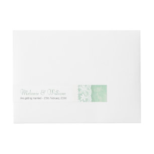Mint green lace wedding announcement sticker wrap around address label