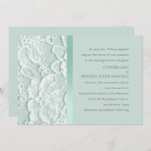 Mint Green Lace Wedding Invitation