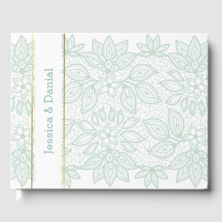 Mint Green Lacy Wedding Guest Book