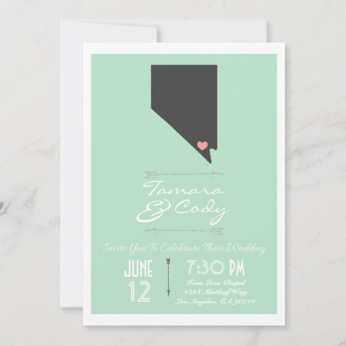 Mint Green Las Vegas Nevada Wedding Invitation