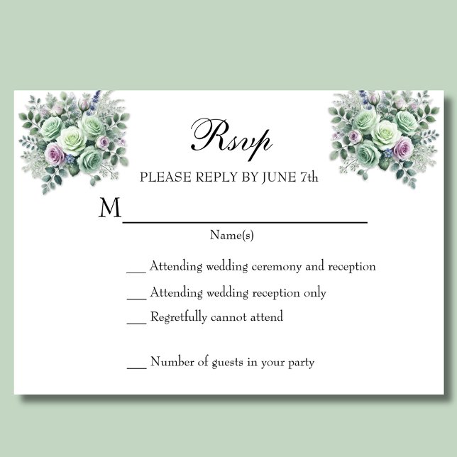 MInt Green Lavender Floral RSVP (Creator Uploaded)