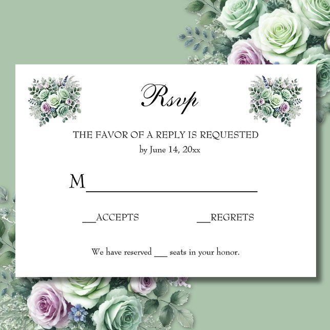 MInt Green Lavender Floral RSVP (Creator Uploaded)
