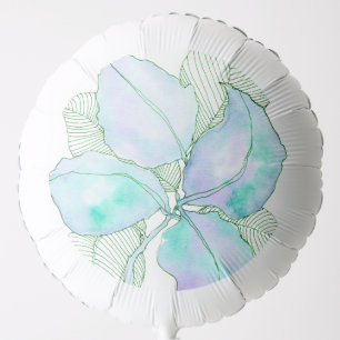 Mint Green Lavender Watercolor Botanical Leaves Balloon