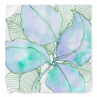 Mint Green Lavender Watercolor Botanical Leaves Bandana