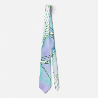 Mint Green Lavender Watercolor Botanical Leaves Neck Tie