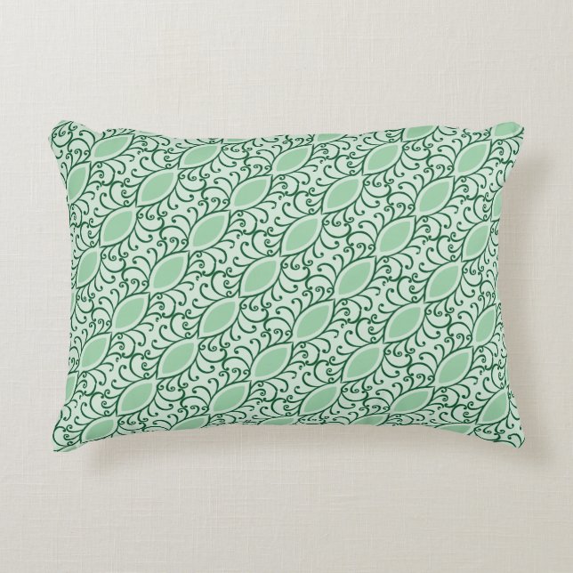 Mint Green Leaf Pattern Accent Pillow (Front)