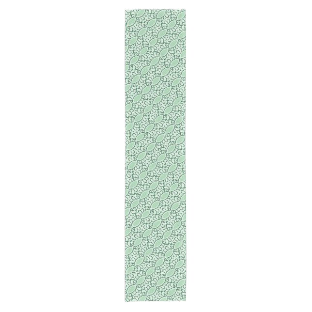 Mint Green Leaf Pattern Table Runner (Front)