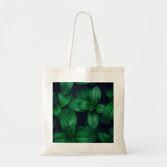 Mint green leaves pattern background tote bag (Front)
