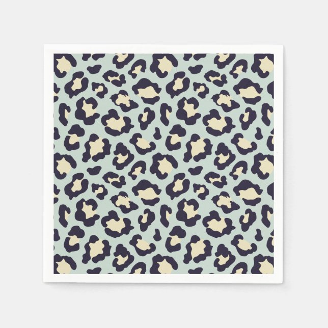 Mint green leopard print napkins (Front)