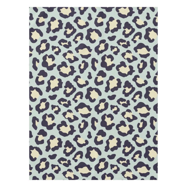 Mint green leopard print tablecloth (Front)