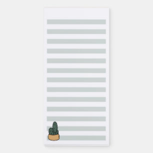 Mint Green Lined Potted Cactus - Magnetic Notepad