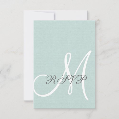 Mint Green Linen Rustic Wedding RSVP Card