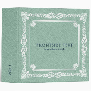 Mint-Green Linen White Vintage Frame 3 Ring Binder