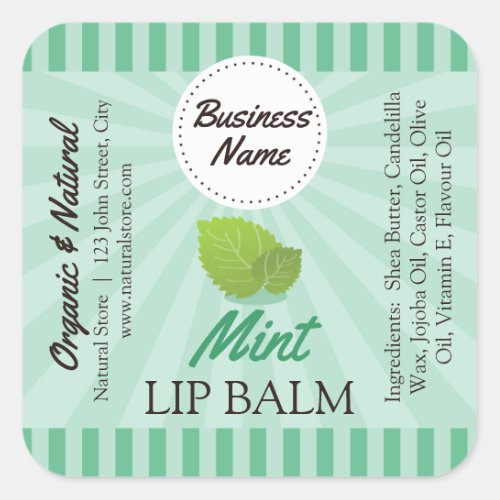 Mint Green _ Lip Balm Label _ 125 Square