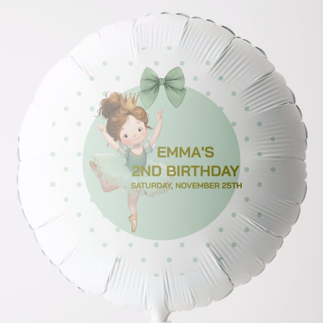 Mint Green Little Princess Ball Balloon (Front)